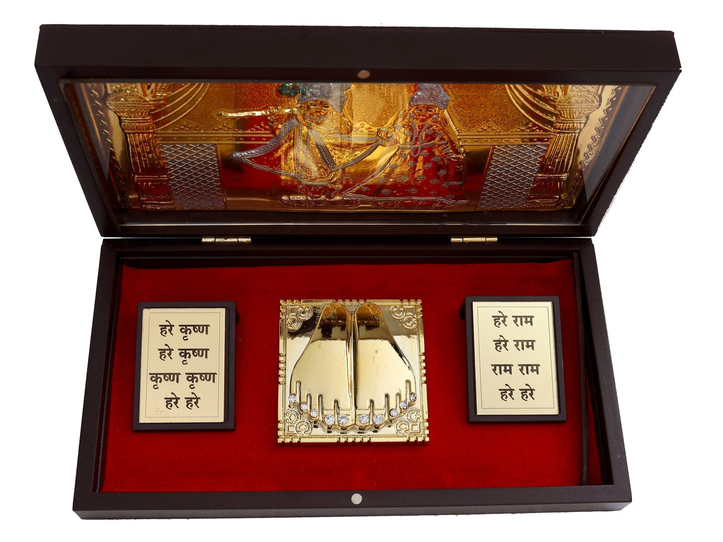 Charn Paduka Made In Gold Foiling Radha Krishna Ji