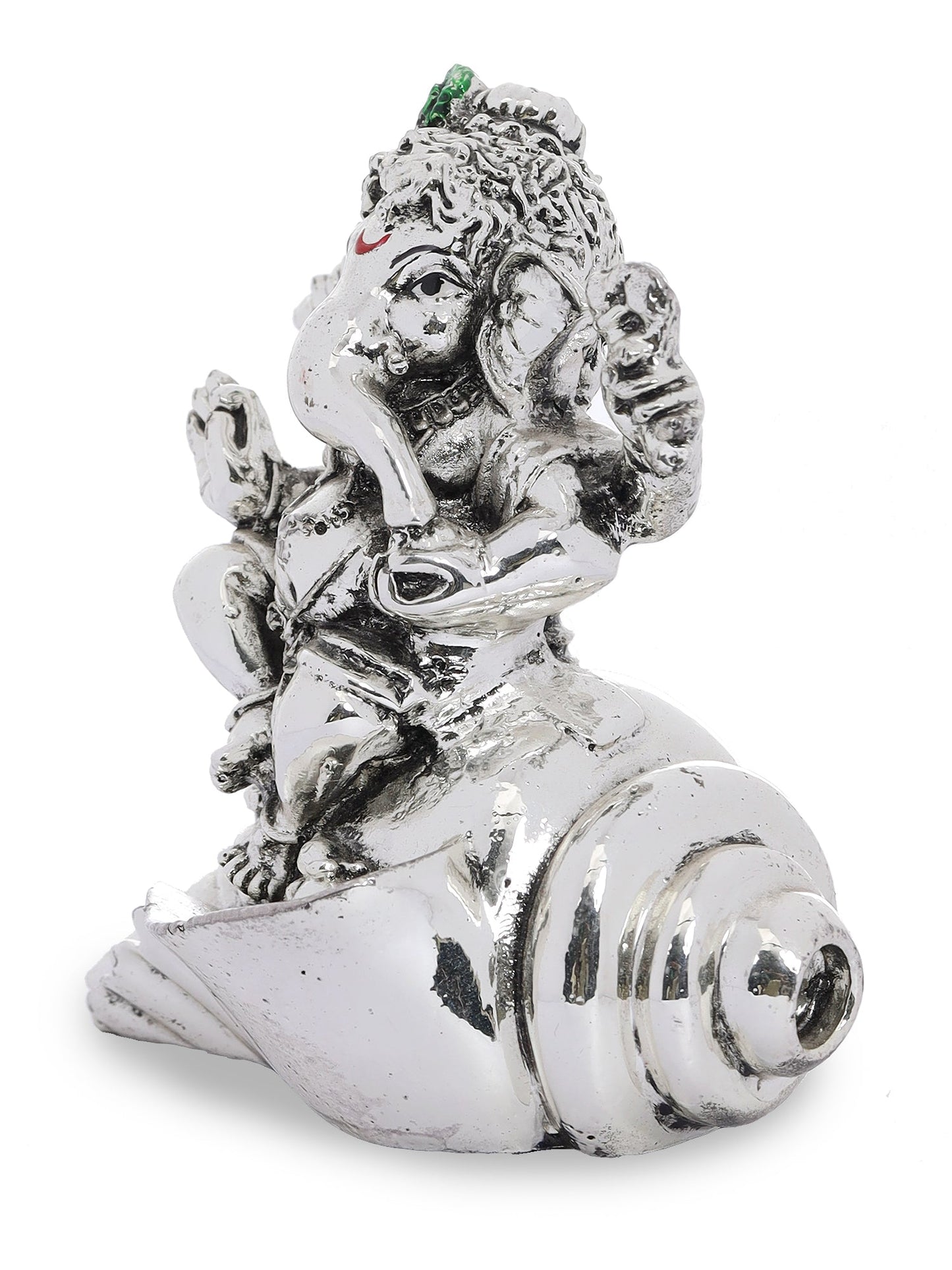 Ganesh Made In Silver Plating Base Material Resin Sitting On Shank