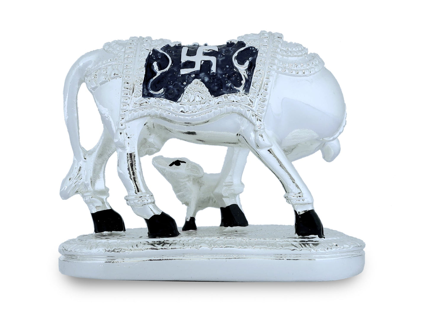 Silver Plated Resin Cow Made