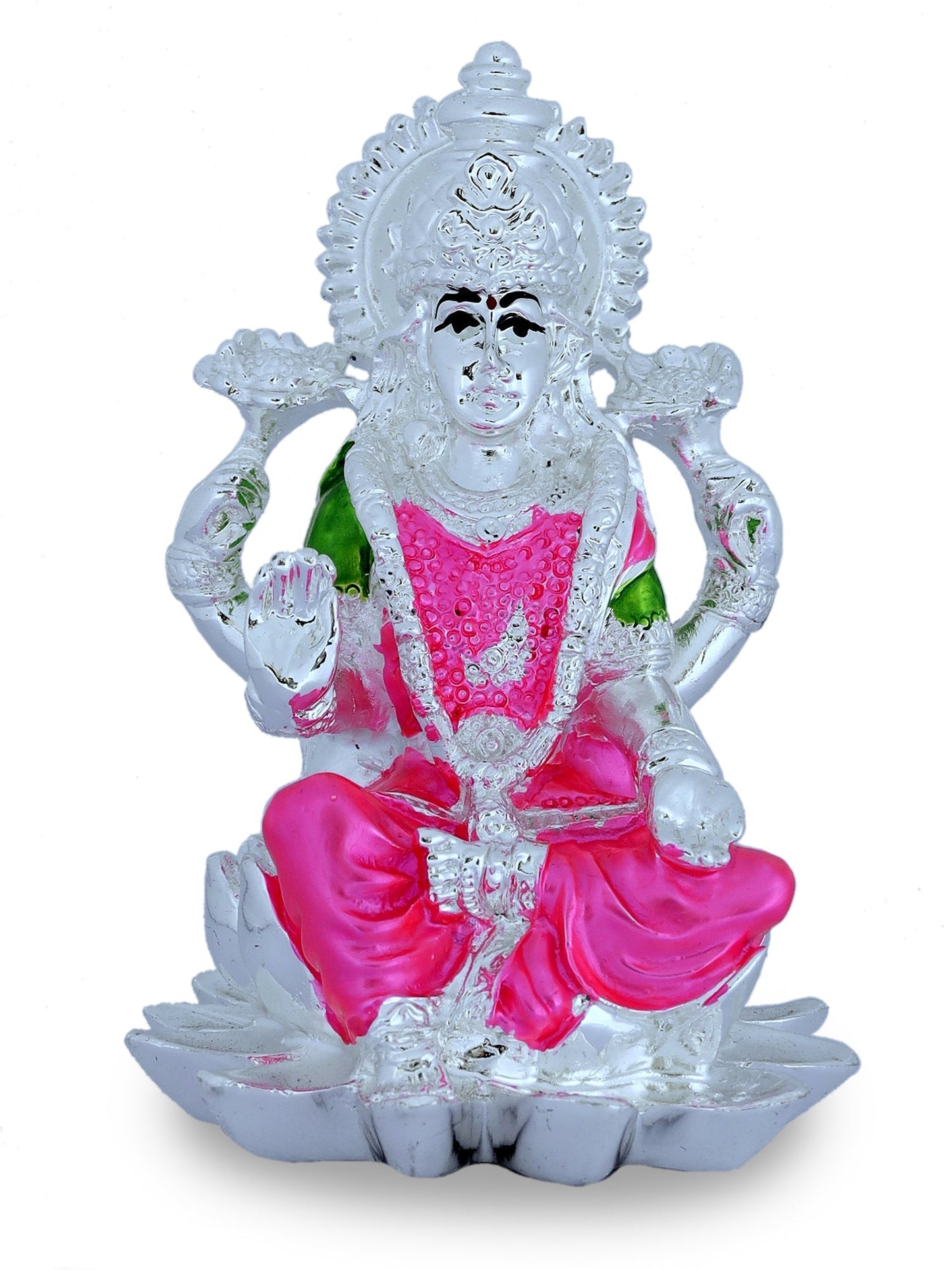 Resin Laxmiji Made In Silver Plating in Pink Saree