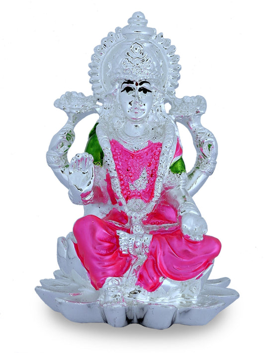 Resin Laxmiji Made In Silver Plating in Pink Saree