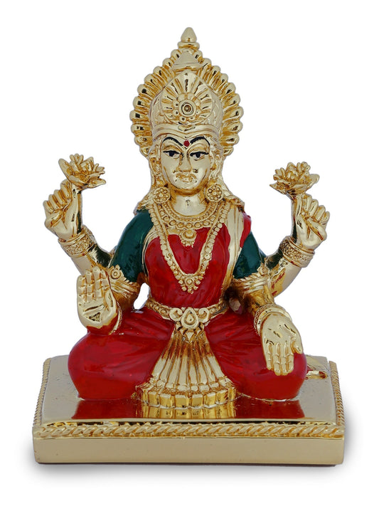 Resin Laxmi Ji Made In Gold Plating with Red Saree
