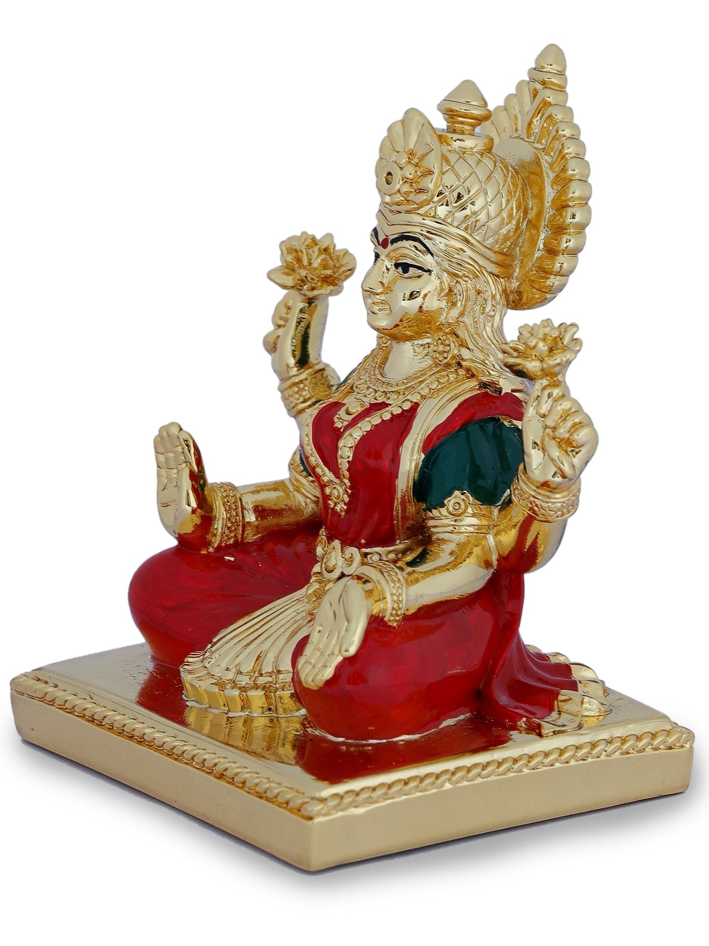 Resin Laxmi Ji Made In Gold Plating with Red Saree