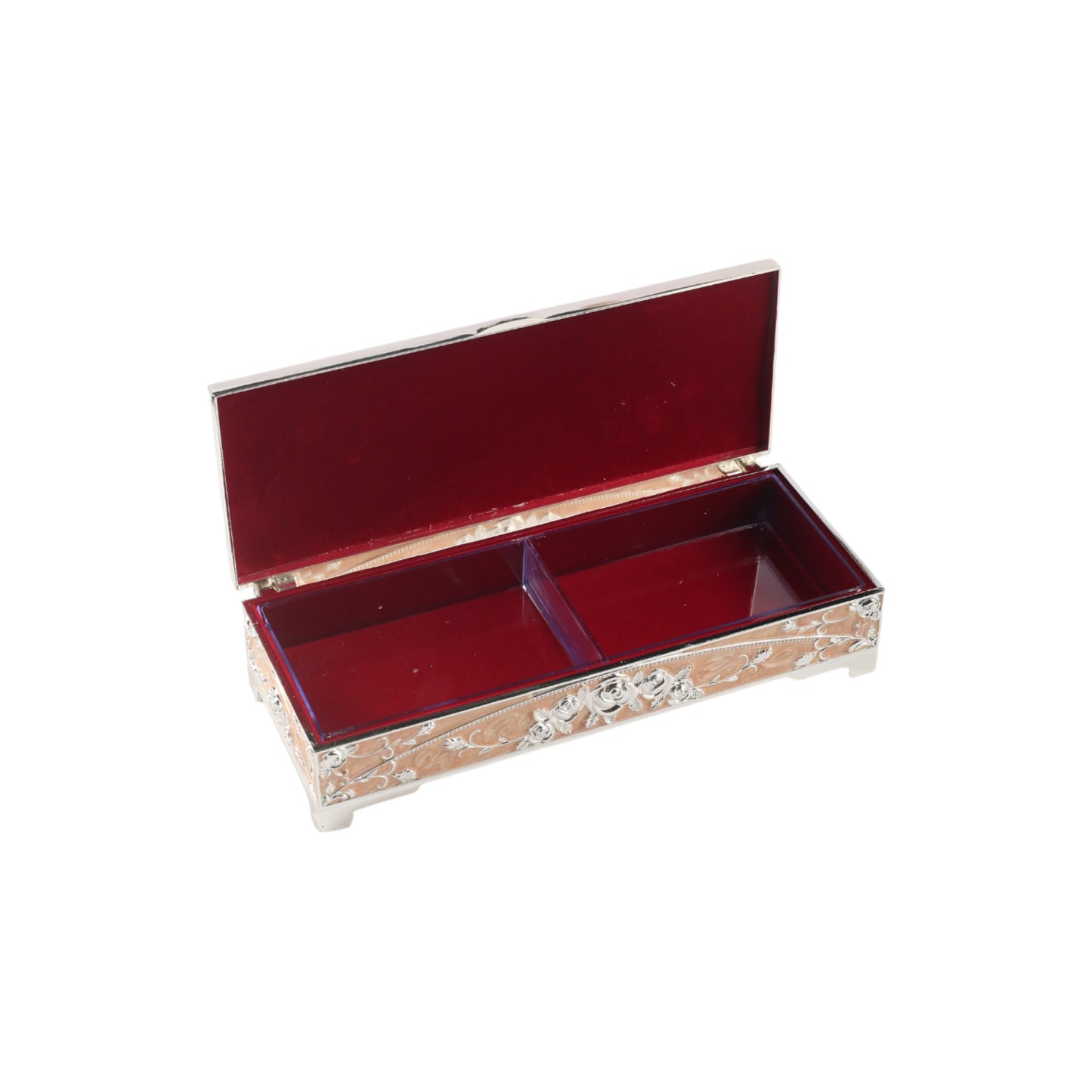 Rectangular Jewelry Box with Peacock Design - Peach