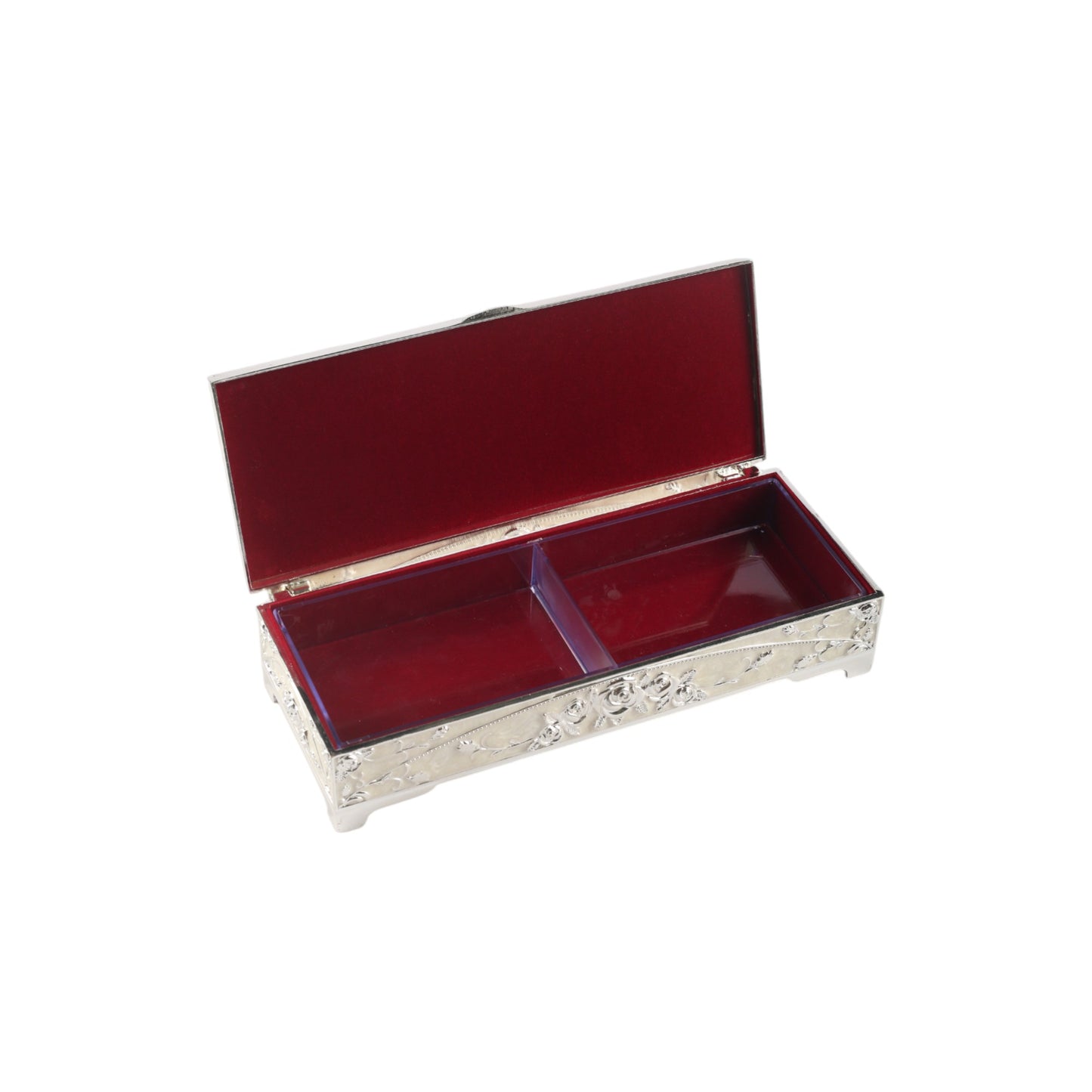 Rectangular Jewelry Box with Peacock Design - White