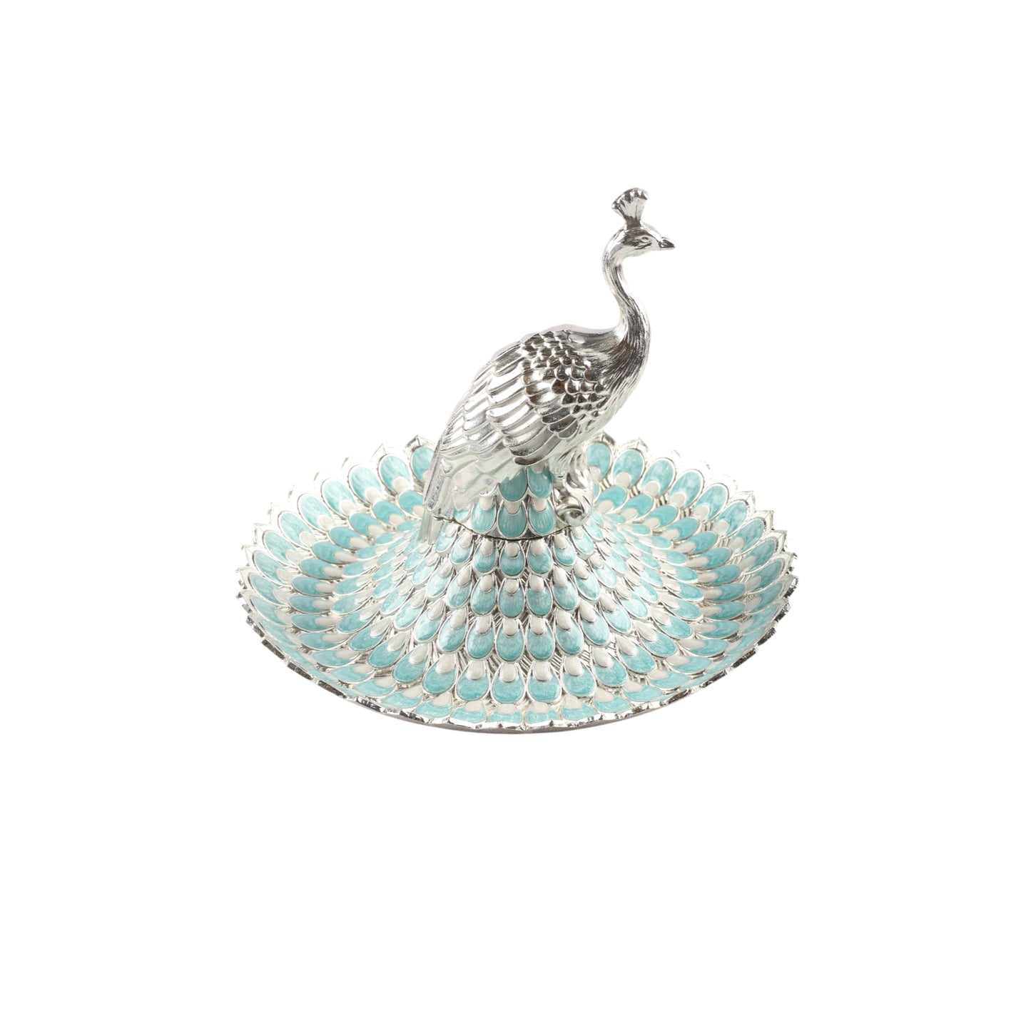 Peacock platter with silver plating