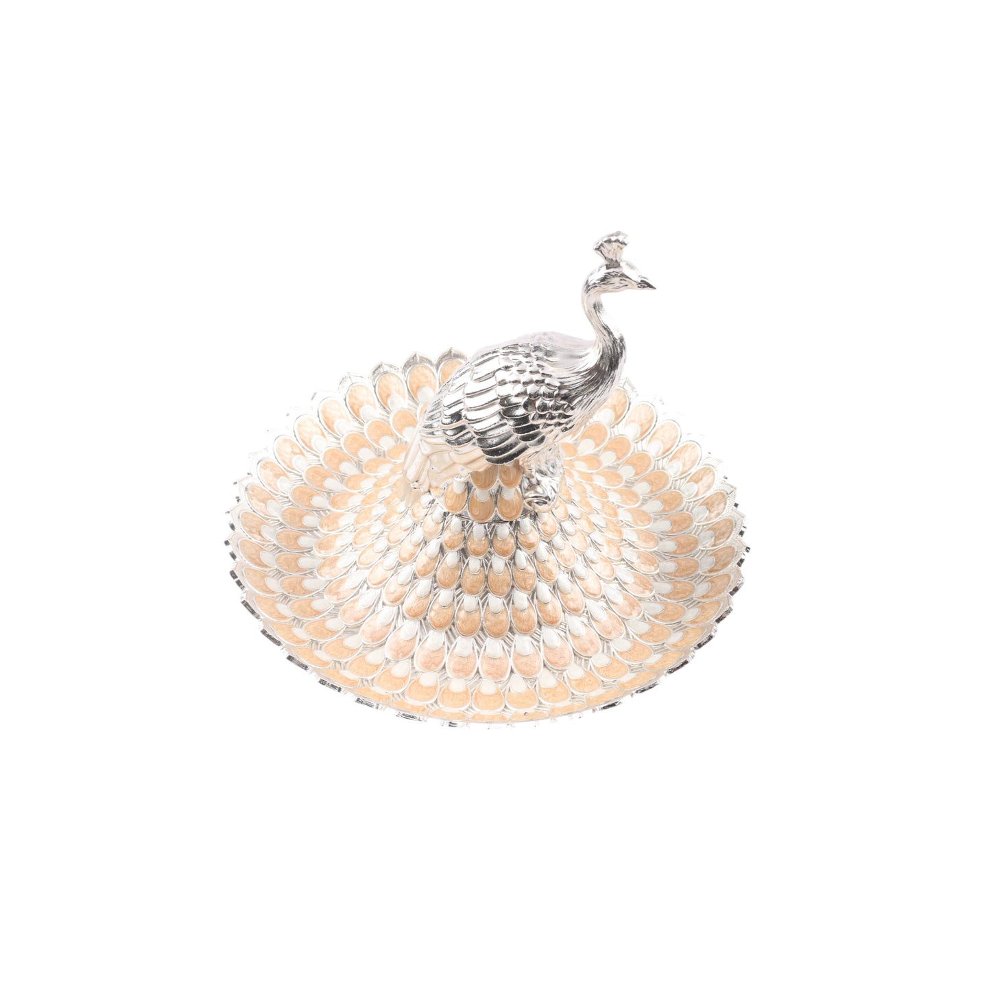 Peacock platter with silver plating