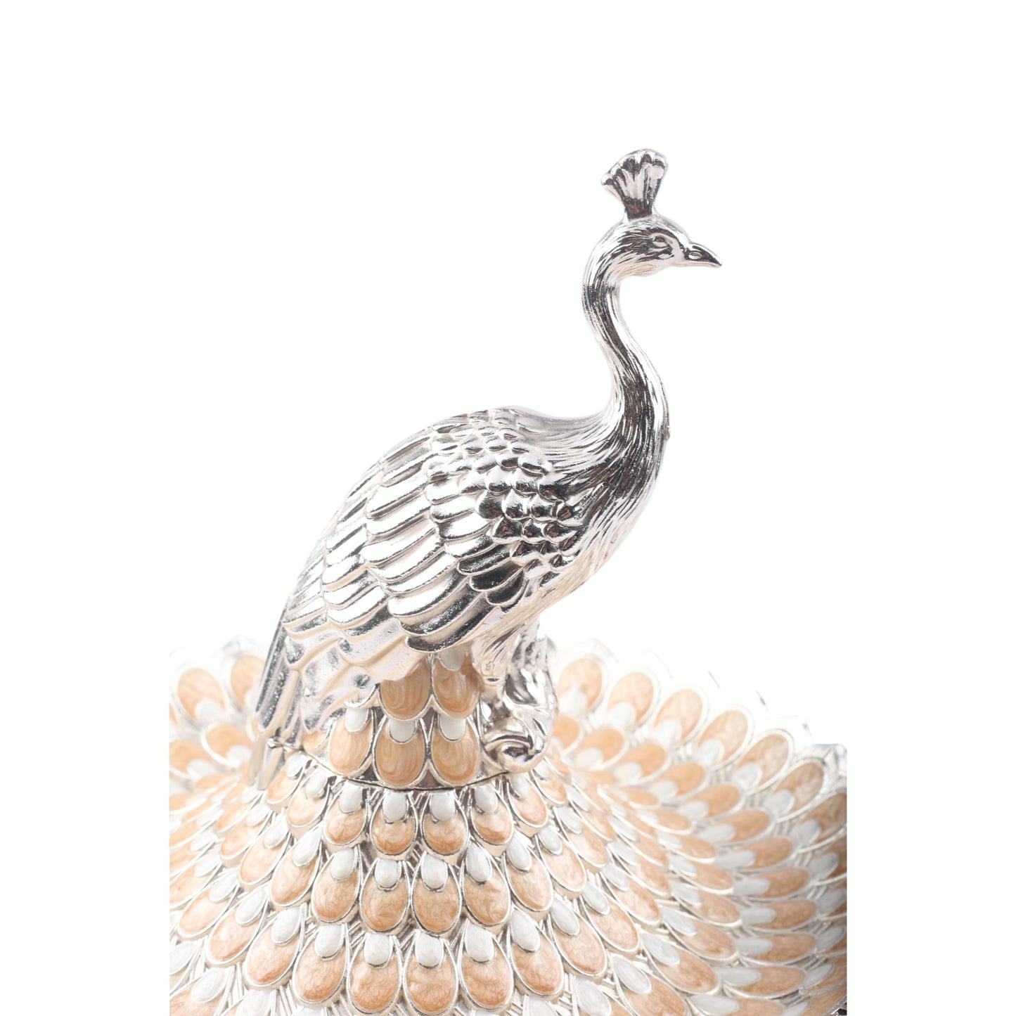 Peacock platter with silver plating