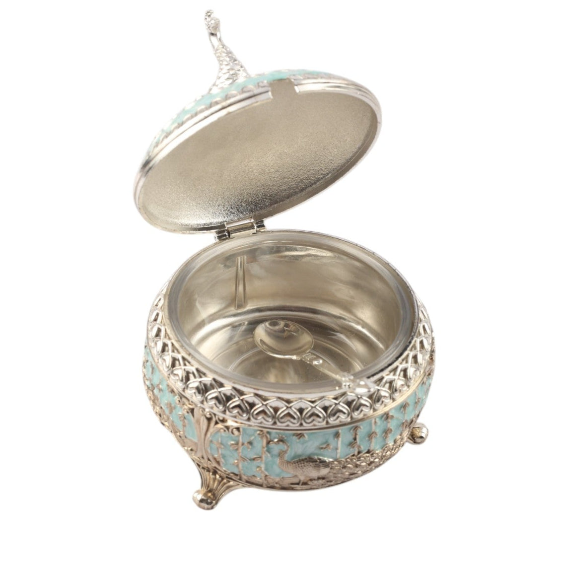 Peacock on top Sugar Pot – Enamel Finish