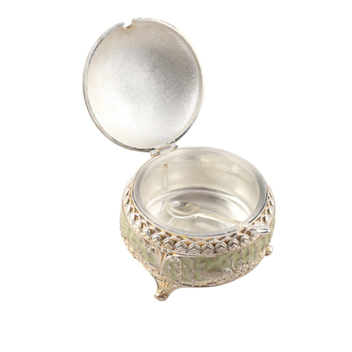 Peacock on top Sugar Pot – Enamel Finish