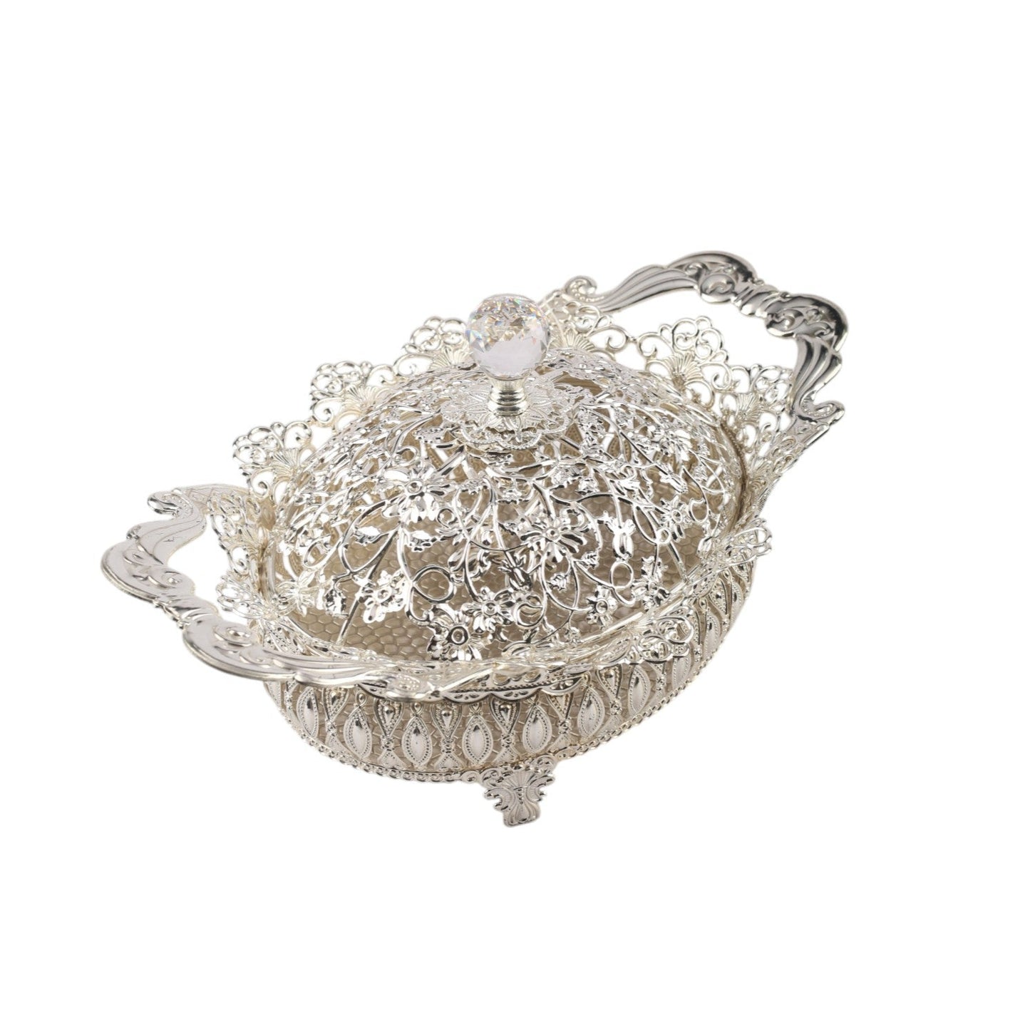 Crystal Lid Basket – Silver-Plated