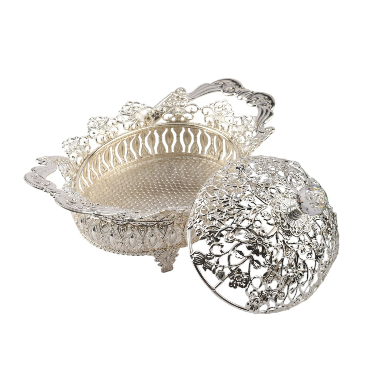 Crystal Lid Basket – Silver-Plated