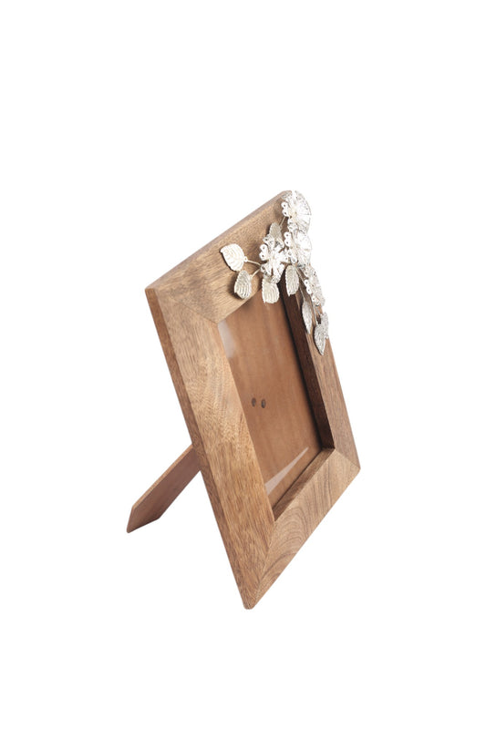 Wooden Silver Motif Photo Frame