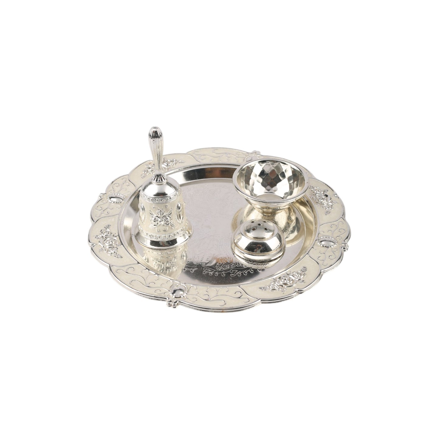Elegant Silver-Plated Pooja Thali Set