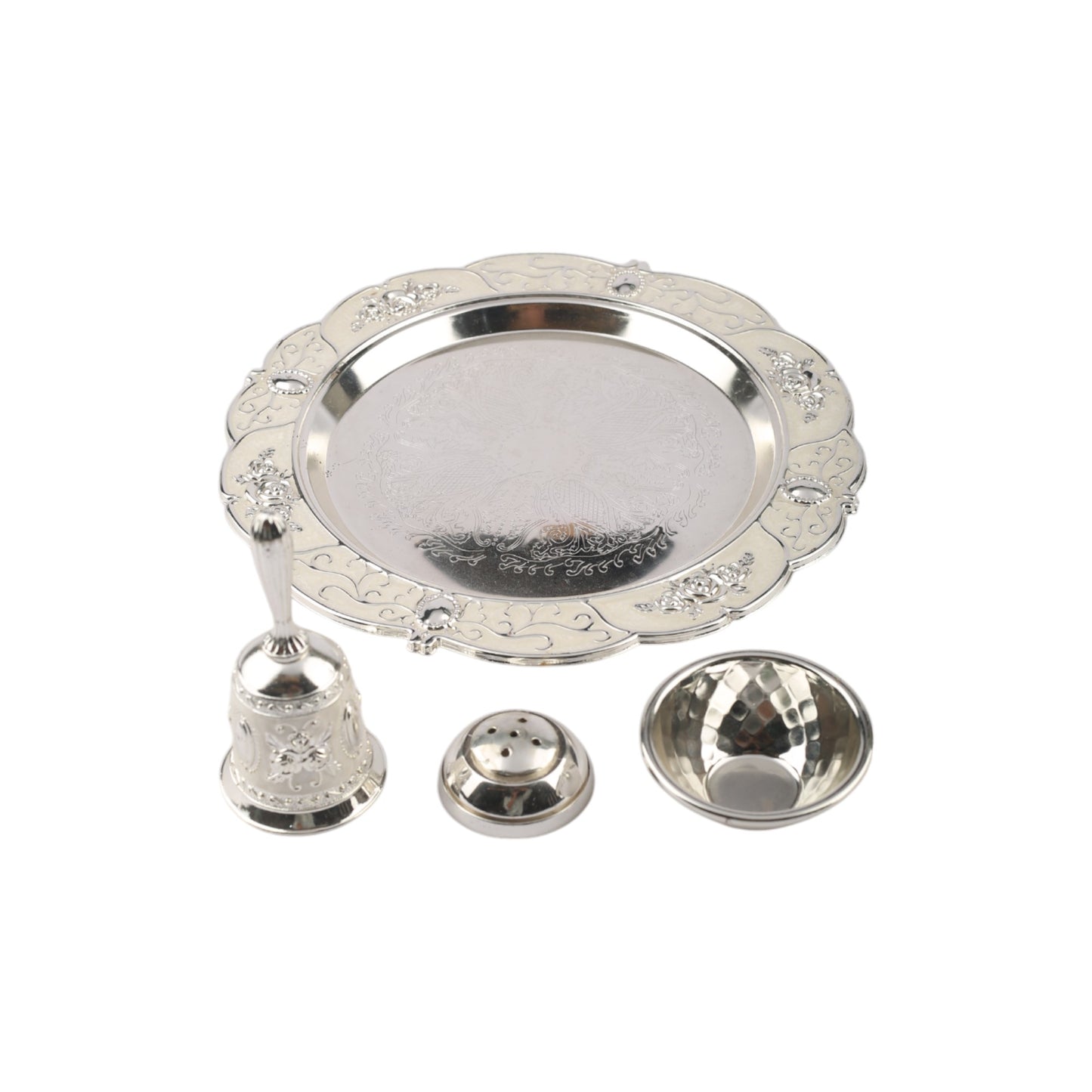 Elegant Silver-Plated Pooja Thali Set