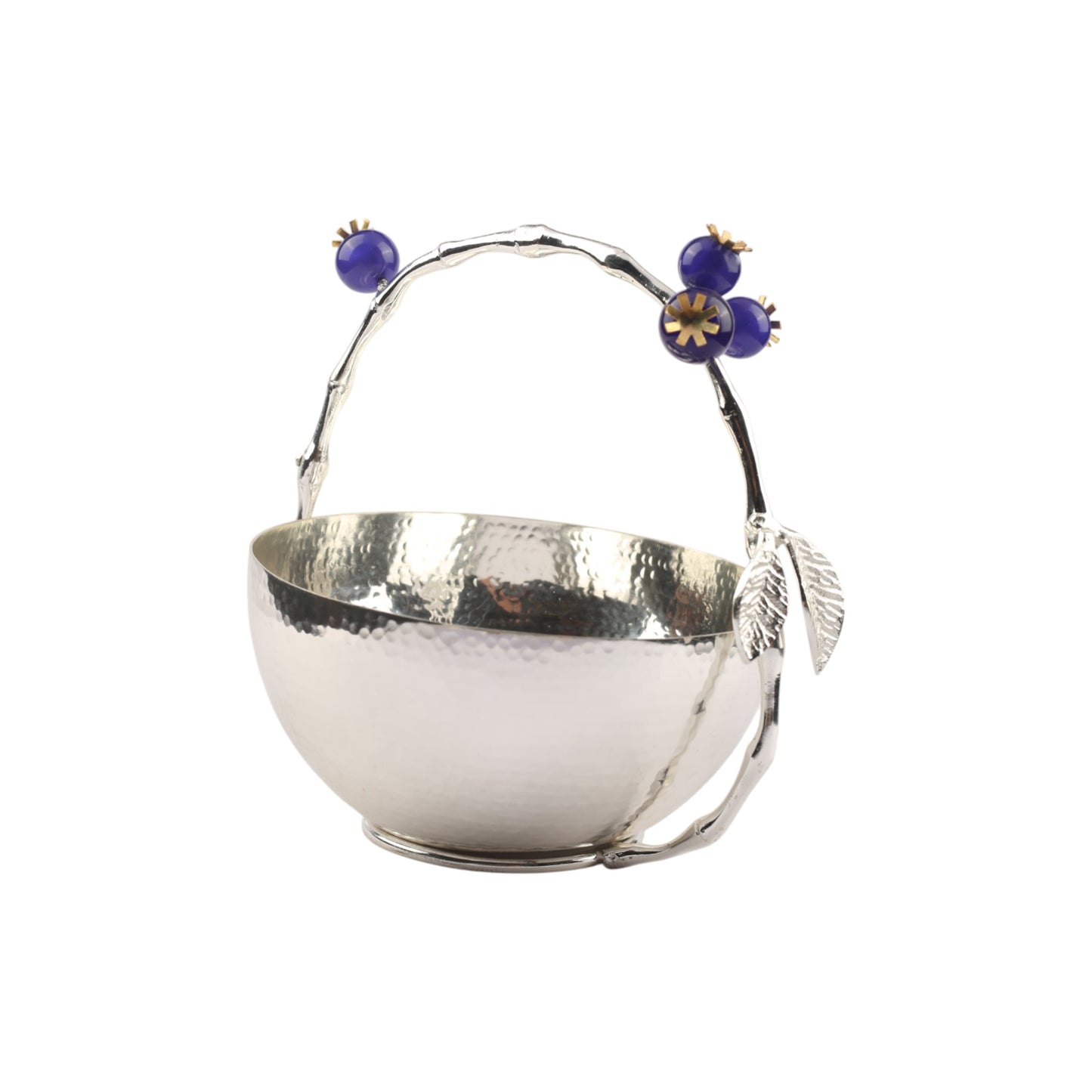 Silver-Plated Bowl with Floral Handle