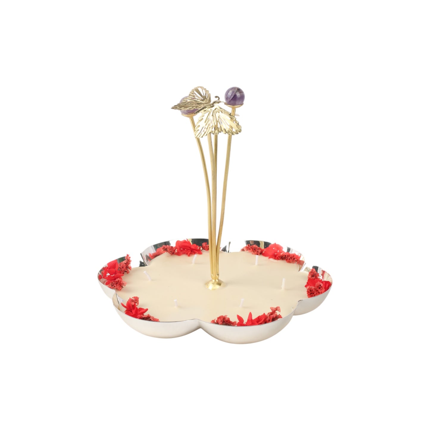 Silver Plated Resin Platter with Candle