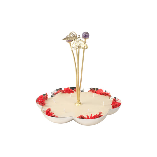 Silver Plated Resin Platter with Candle