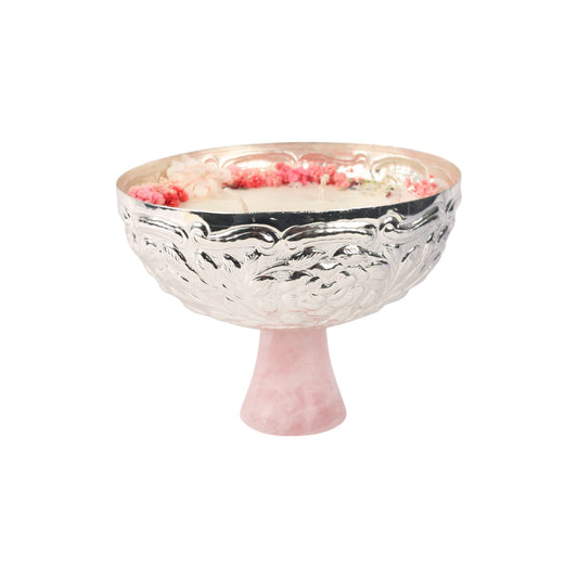 Silver Plated Candle Bowl Stand with Resin Base