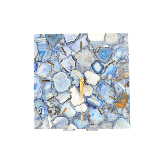 Blue Agate Square Clock