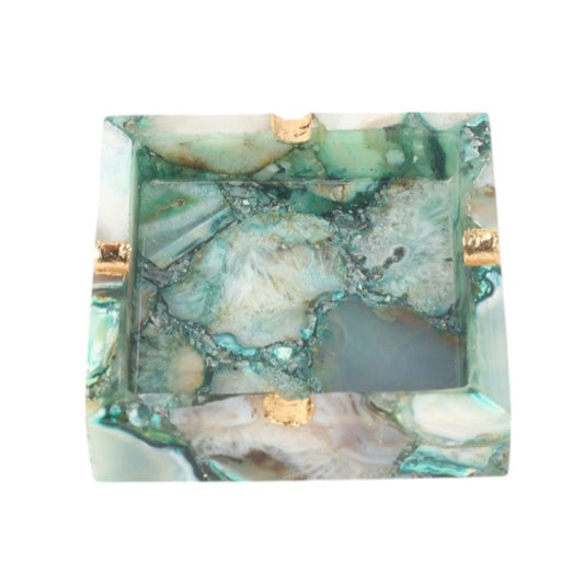 Aqua Agate Square Ash Tray