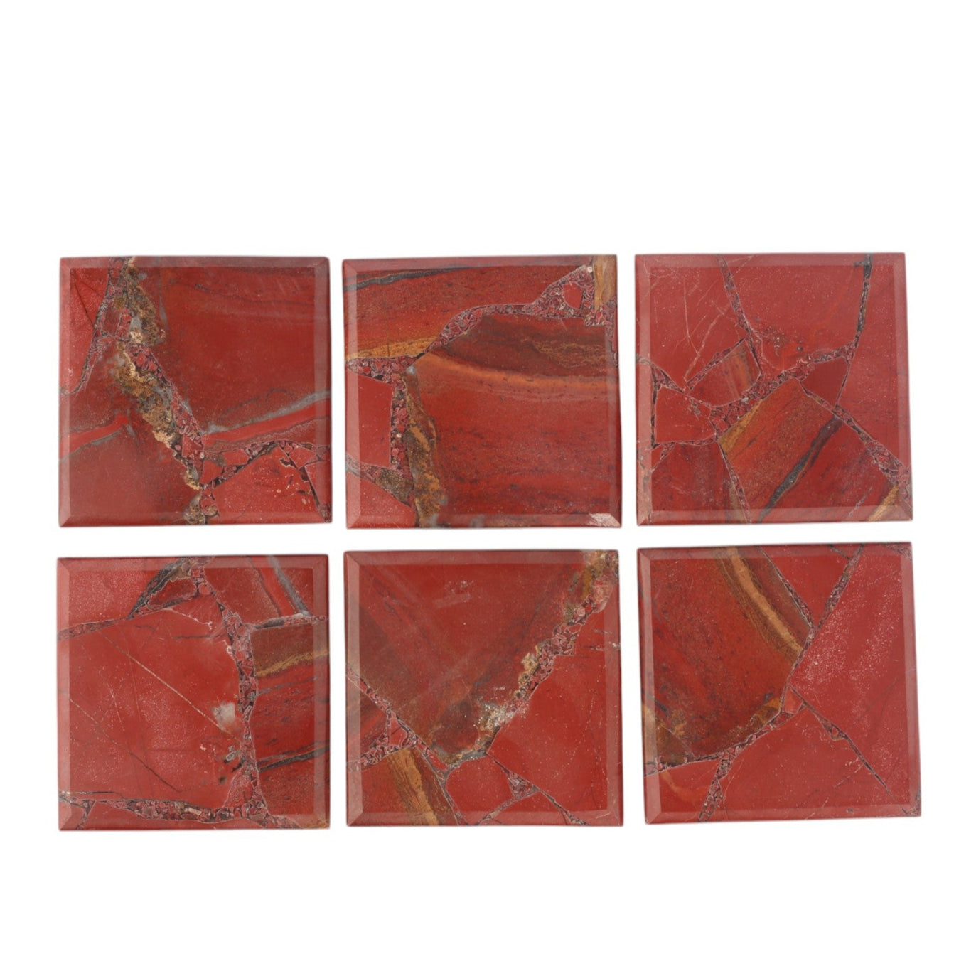 Red Stone Square Coaster Set