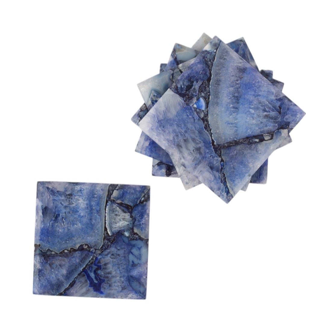 Blue Agate Square Coaster Set