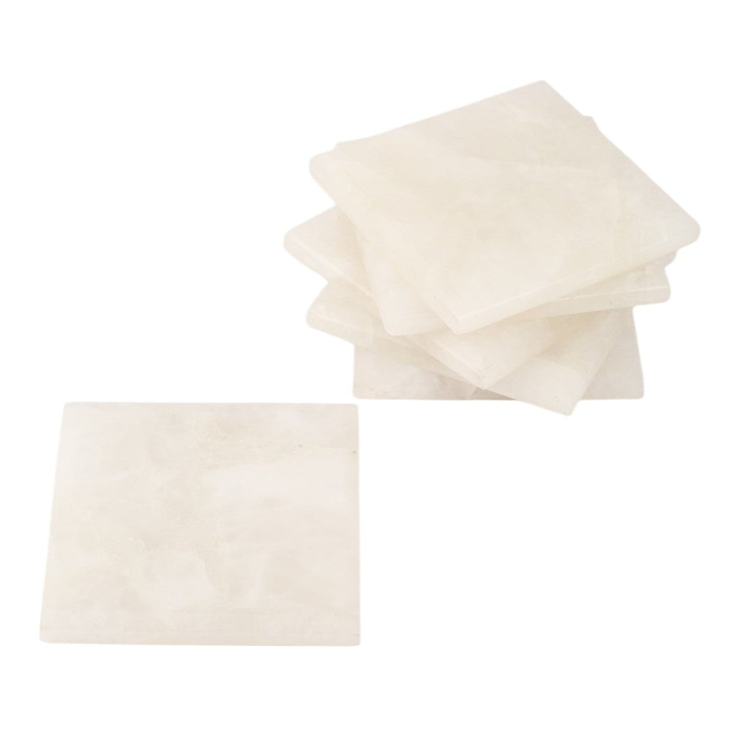White Square Coaster Set