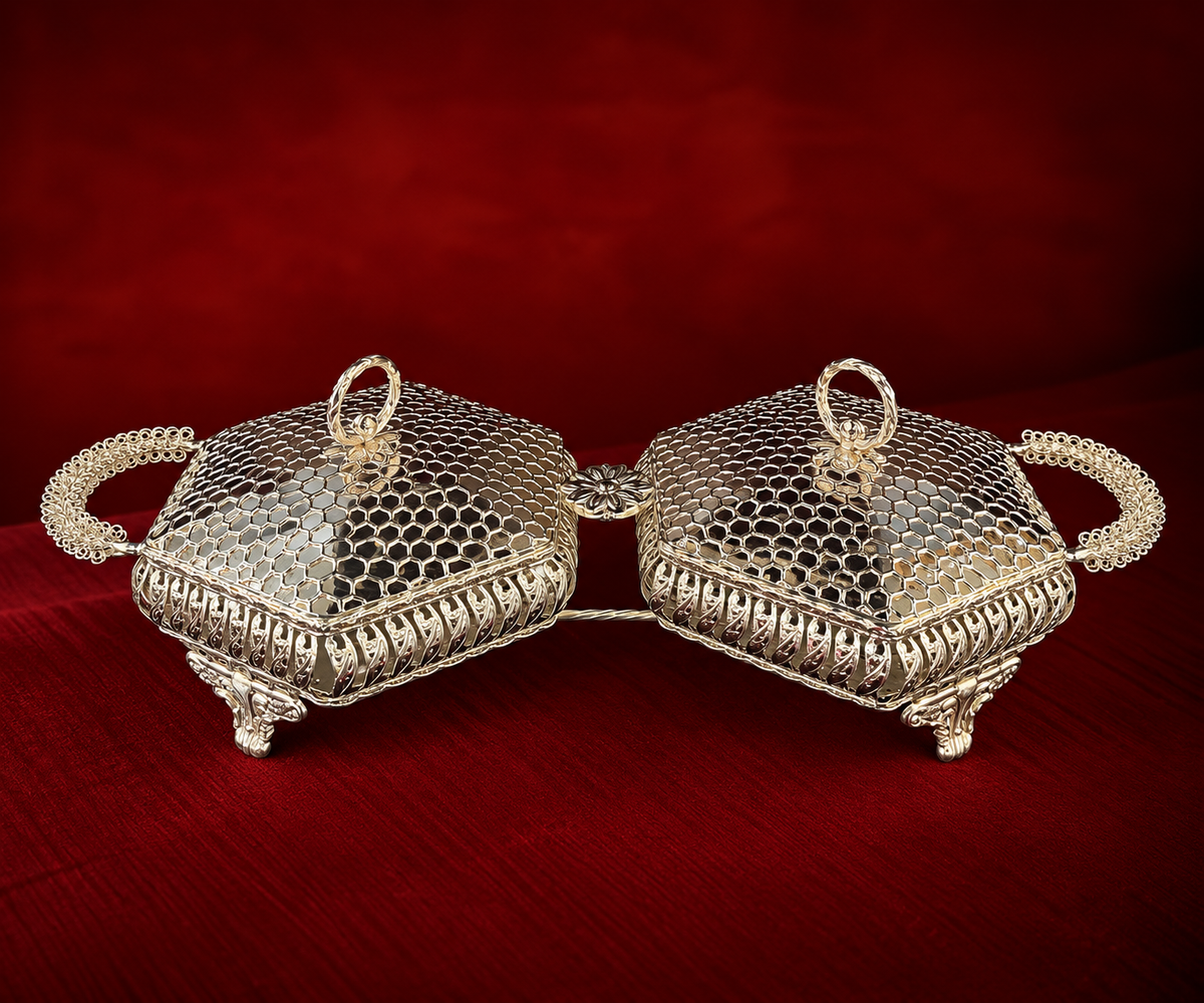 Silver Plated Hexagon Bowl Set