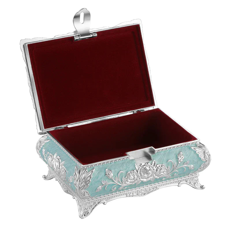 Peacock Enamel jewellery box blue