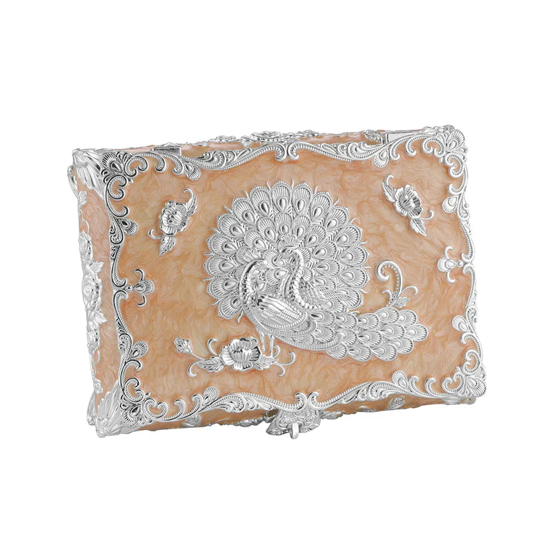 Peacock Enamel jewellery box