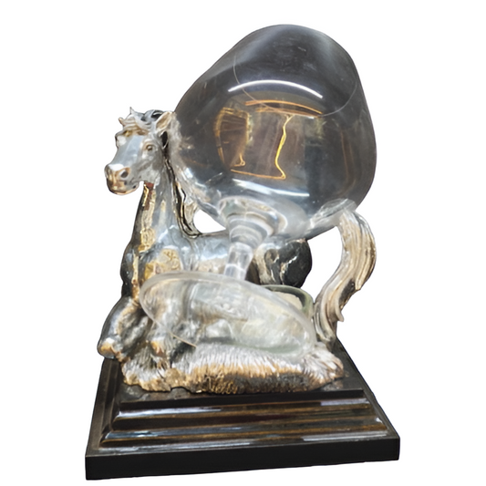 Wine Glass Holder with Silver-Plated Horse