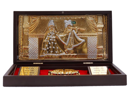 Charn Paduka Made In Gold Foiling Radha Krishna Ji