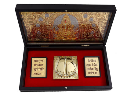 Charan Paduka Made In Gold Foiling Of Ganeshji