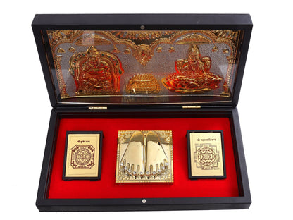 Charan Paduka Made In Gold Foiling Of Laxmi Ganesh Ji