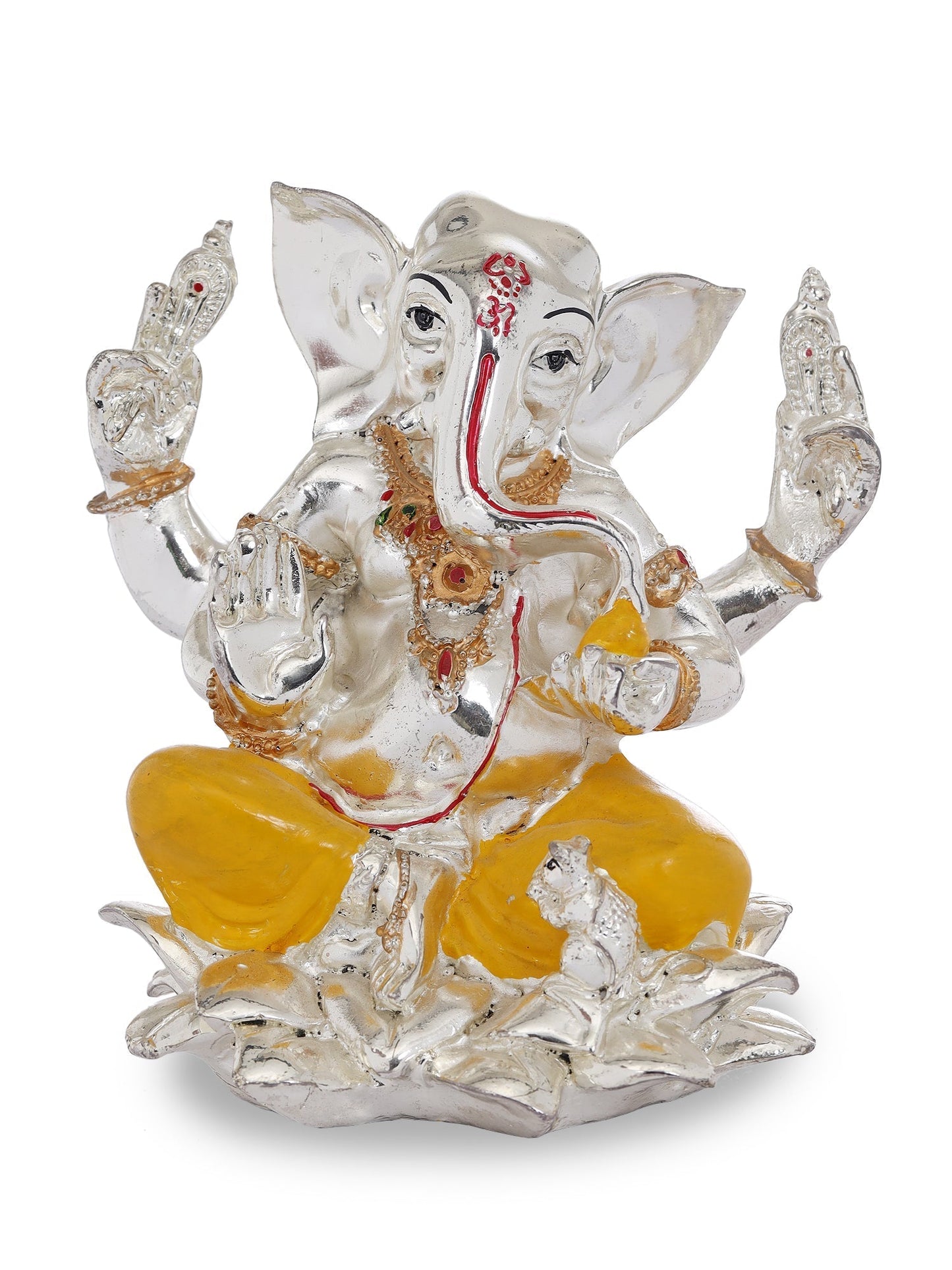 Ganpati Made In Silver Plating with Yellow Dhoti