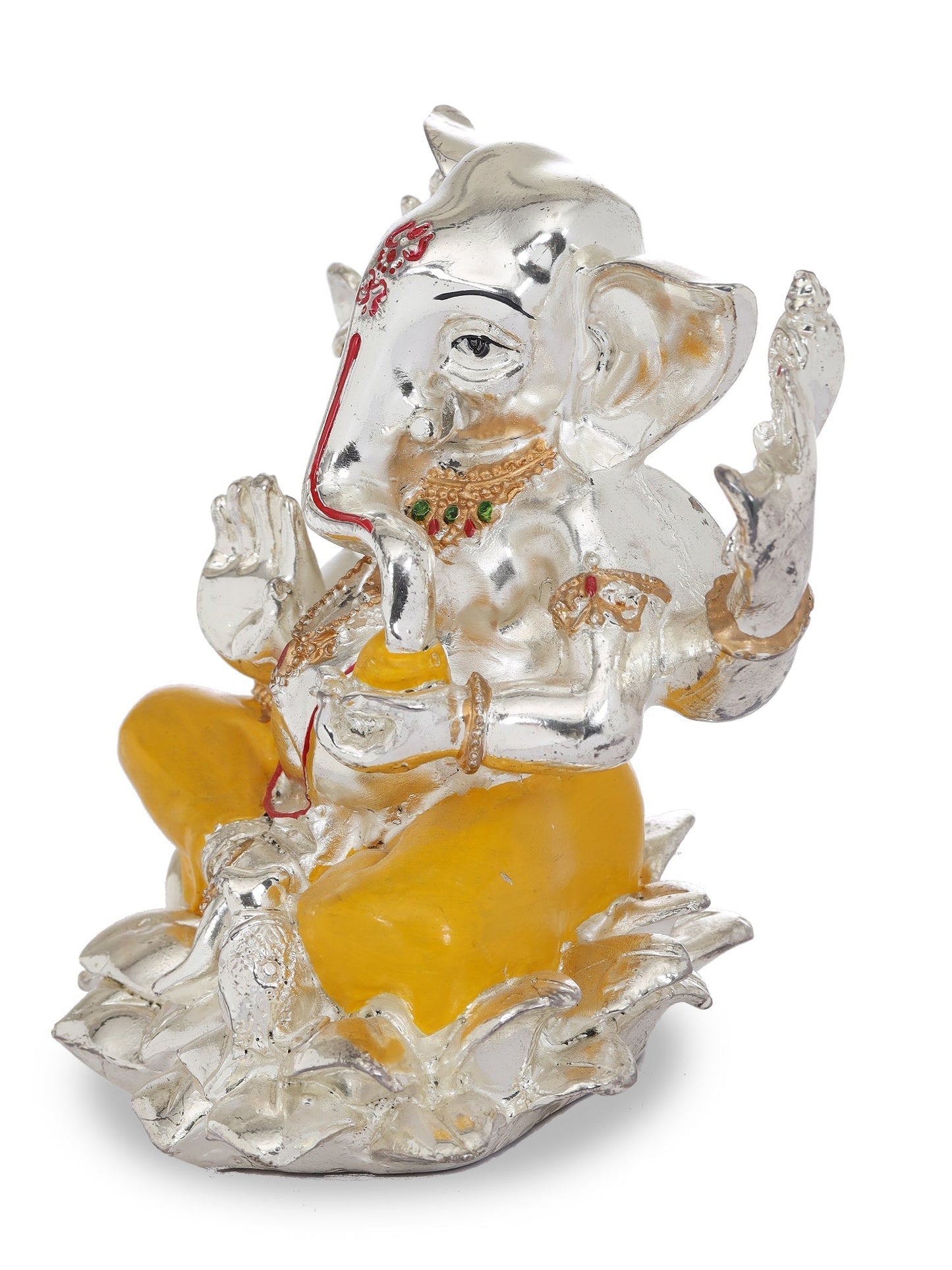 Ganpati Made In Silver Plating with Yellow Dhoti