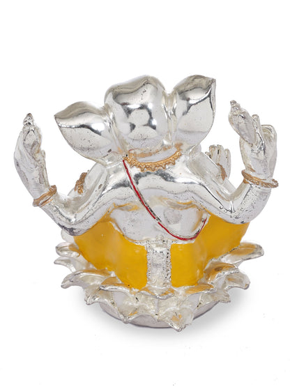 Ganpati Made In Silver Plating with Yellow Dhoti