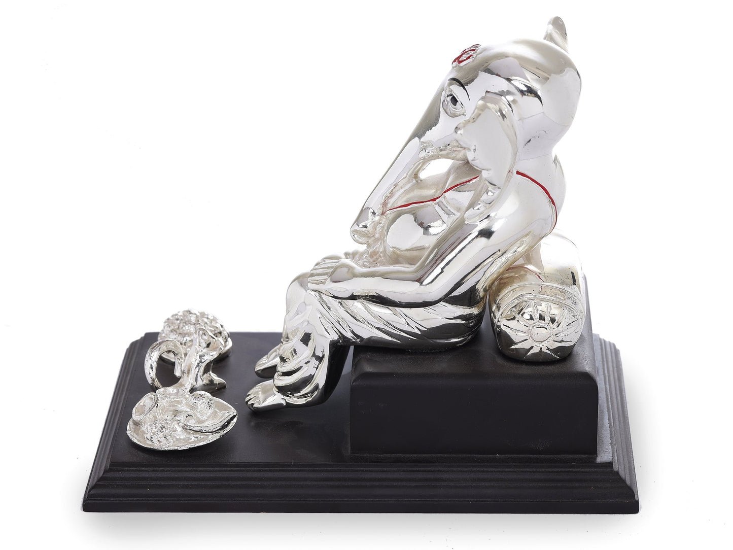 Ganpati Made In Silver Plating and Red Mala