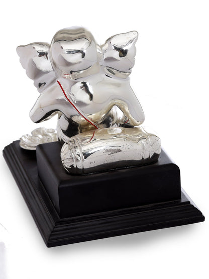 Ganpati Made In Silver Plating and Red Mala