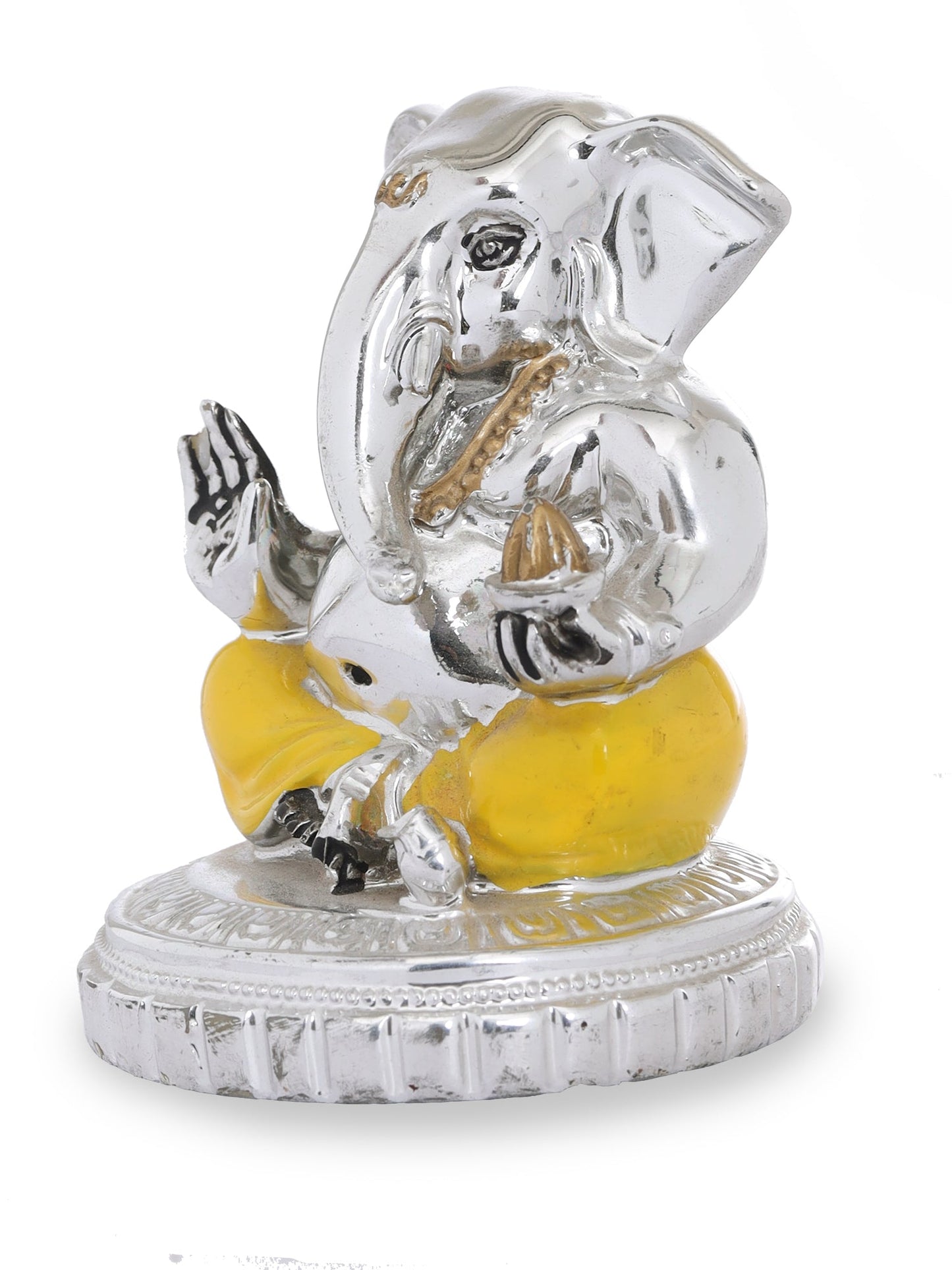 Resin Ganesh Made In Silver Plating with Yellow Dhoti