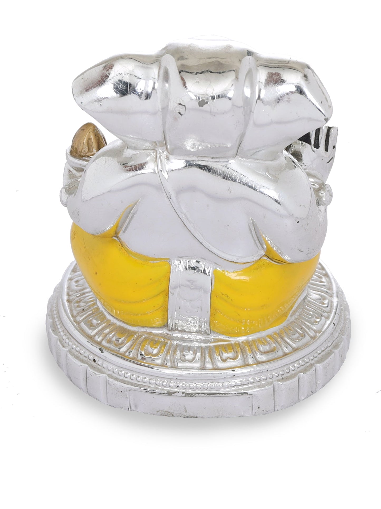 Resin Ganesh Made In Silver Plating with Yellow Dhoti