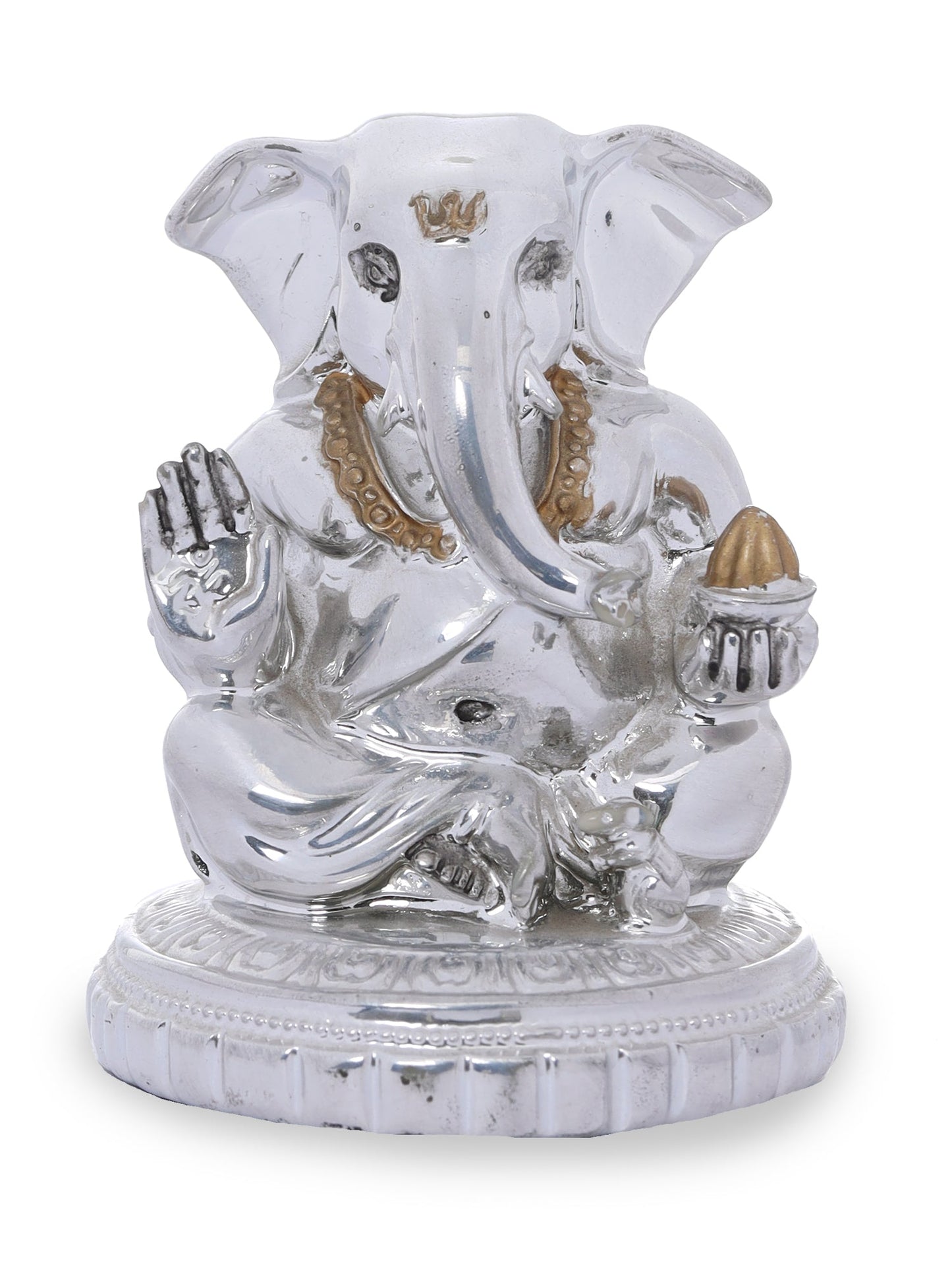 Ganesh Made In Silver Plating Base Material Resin Yellow Laddu
