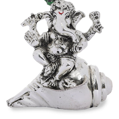 Ganesh Made In Silver Plating Base Material Resin Sitting On Shank
