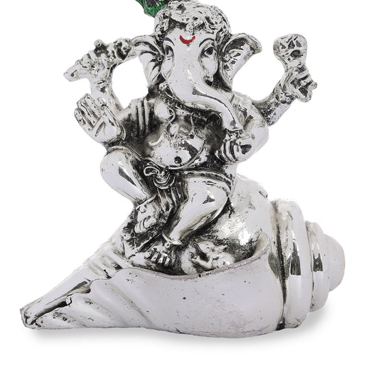 Ganesh Made In Silver Plating Base Material Resin Sitting On Shank
