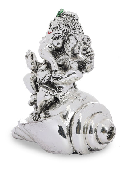 Ganesh Made In Silver Plating Base Material Resin Sitting On Shank