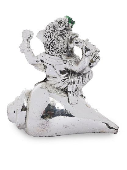 Ganesh Made In Silver Plating Base Material Resin Sitting On Shank