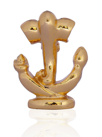 Ganesha Made In Gold Plating Base Material Resin with Red Flowe