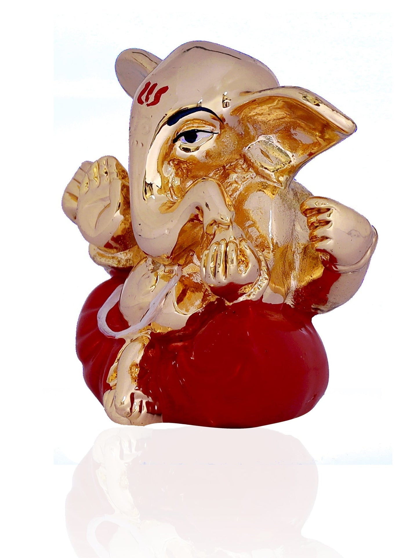 Ganesha Made In Gold Plating Base Material Resin with Red Dhoti
