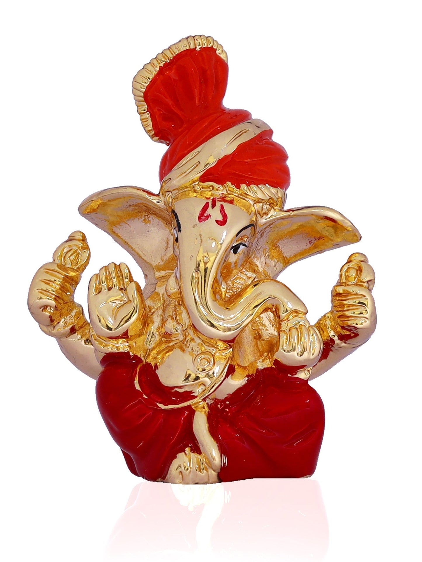 Ganesha Made In Gold Plating Base with Red Dhoti